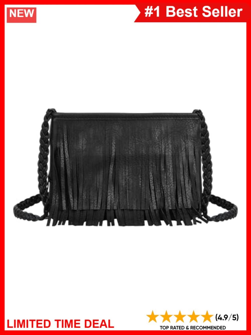Mini PU Leather Fringe Tassel Crossbody Bag Zip Wallet Purse